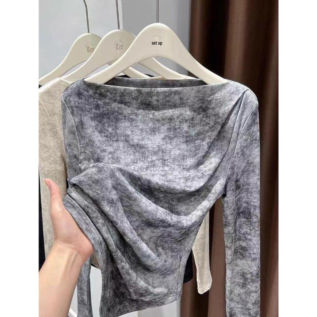 Early Autumn Tie-Dye Long Sleeve T-Shirt: Fashionable Inner Wear Top
