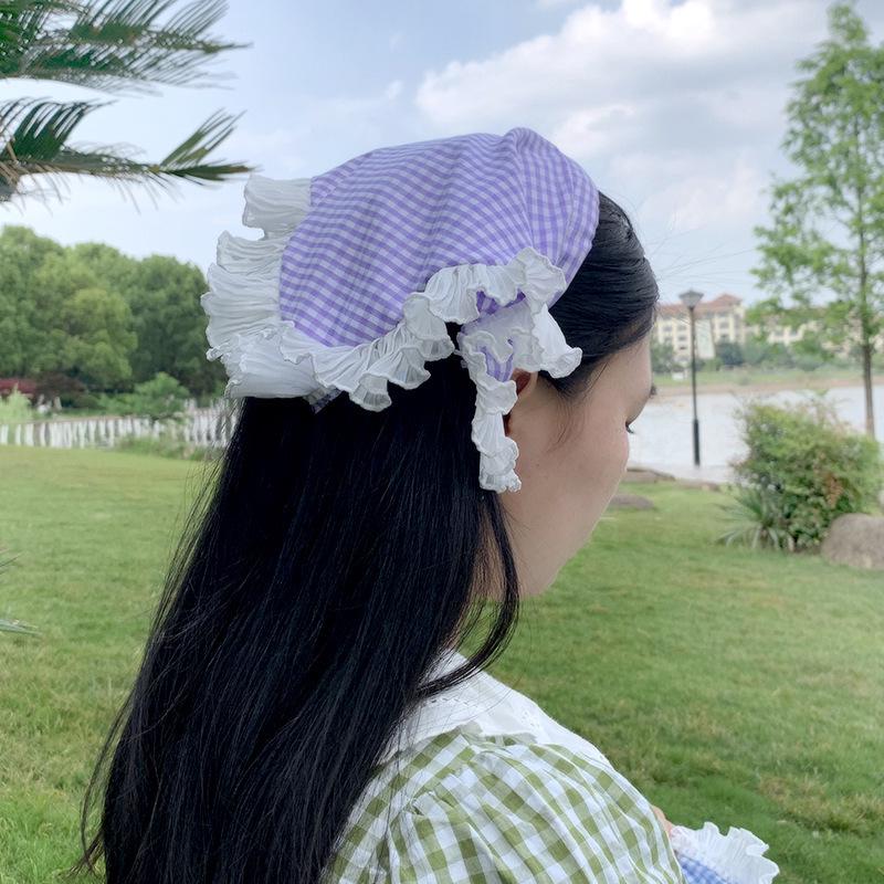 

Женский пасторальный французский вязаный ажурный треугольный платок на голову - Новый аксессуар для волос 2025