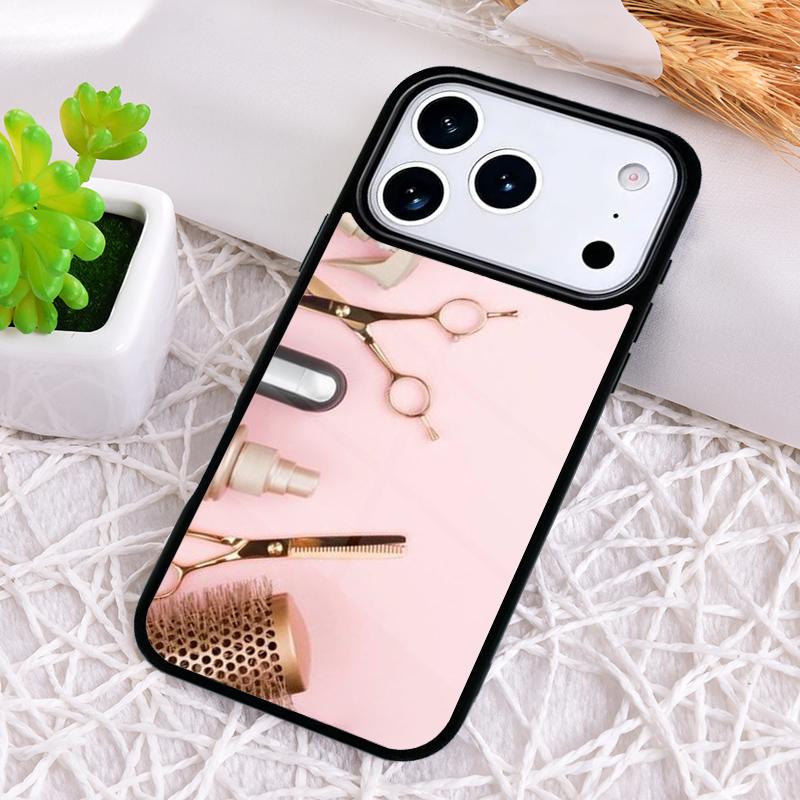Hair Stylist Scissors Brush Switch Phone Case for iPhone 17 Air 16 15 11 12 14 13 Pro Max Shockproof Cover