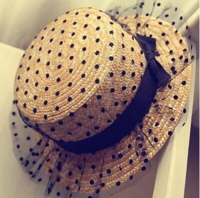 

Hot black lace sun hats Panama bow hand made women Flat brim Bowknot straw cap beach big brim hat casual girl summer cap 56-60cm