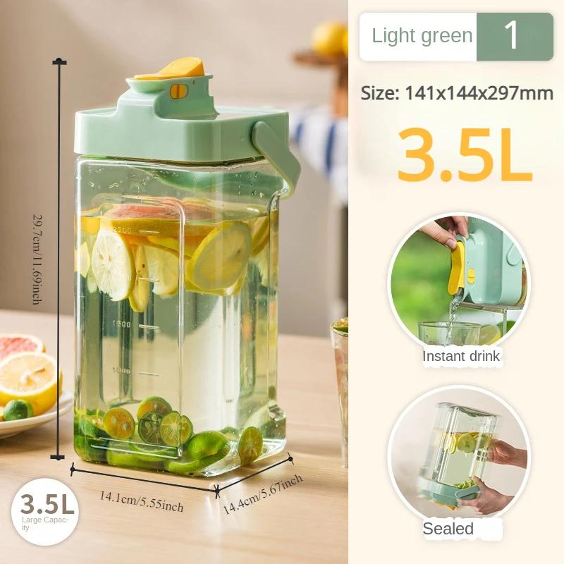 2.3/3.5l Refrigerator Cold Water Bottle With Faucet Large Iced Beverage Dispenser Beverage Juice Dispenser Kitchen Drinkware