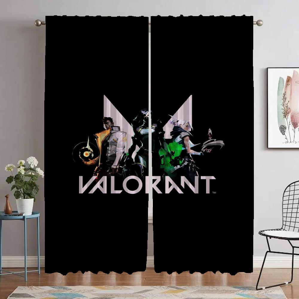 Valorant Kitchen Curtains for Living Room Tulle for Bedroom Blackout Curtain Partition Shades Home Interior Curtains 2 Pieces