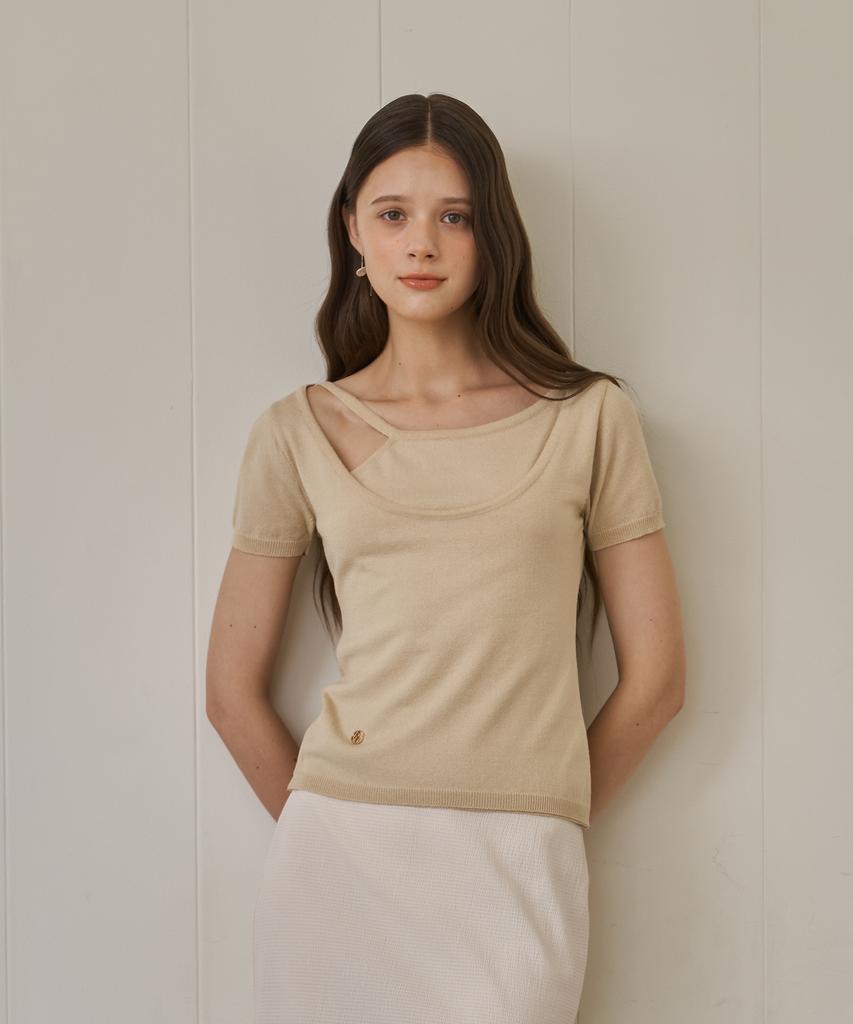 Peullobeu Unbal Neck Knit_Be