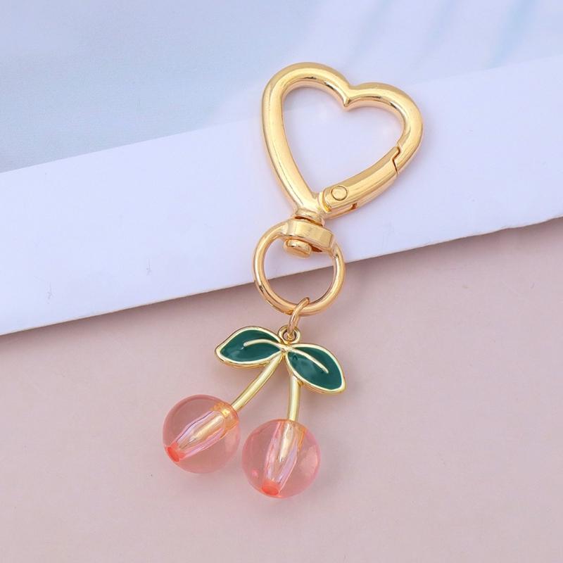 3D Cherry Design Keychain Sturdy Alloy Key Holder Cute Cherry Keychain Charm Key Pendant For Bags And Car Keys