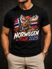 Norwegen Tour 2025 With Happy Moose FlAg Paint Splashes Thumbs Up Pose And Distressed Lettering Unisex All TShirt