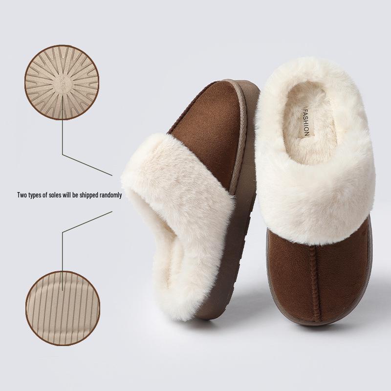 

High-End Non-Slip Plush Cotton Slippers for Women & Men - Thick Sole, Ideal for Autumn/Winter Use. коричневий