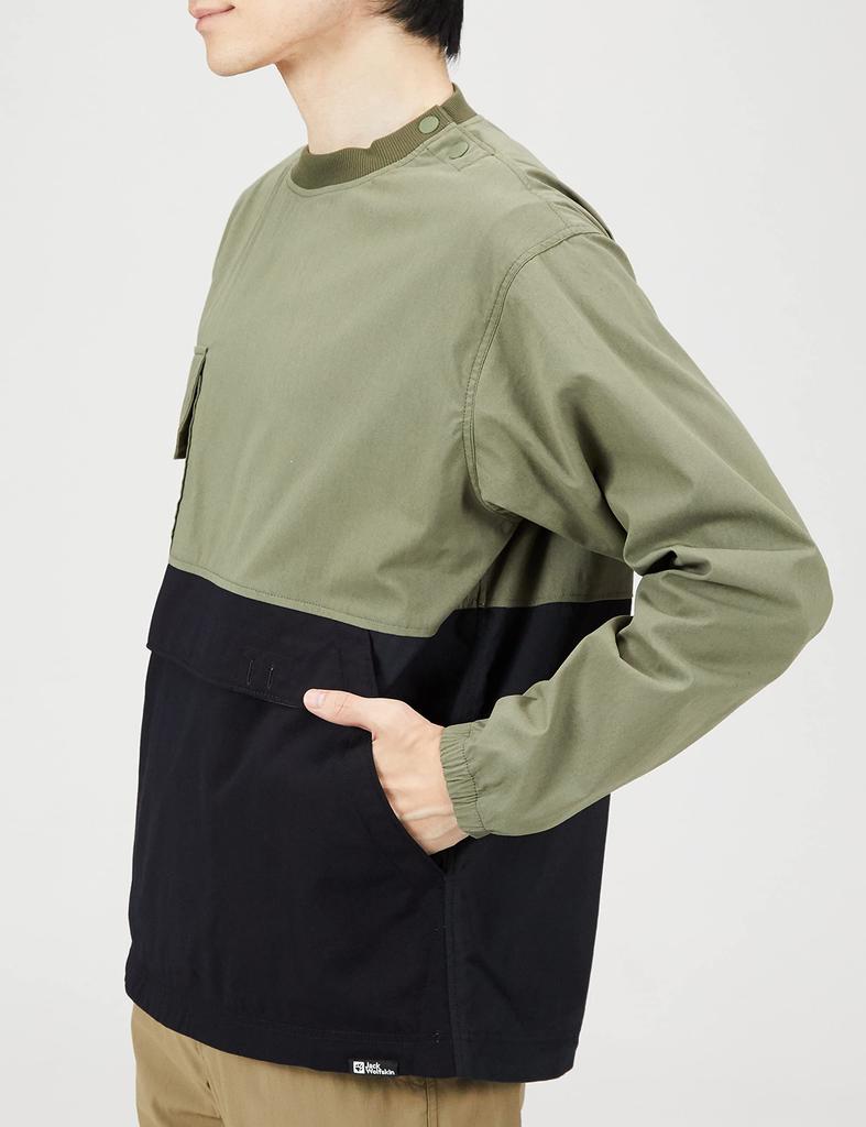 Heat Resistant Crew Neck Sweatshirt Breathable and FIREWOOD WORK Sweatshirt Olive [Jack Wolfskin] Men's (TEXASHIELD Windproof) [5029641 / PO]