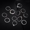 Vintage Zirkon-Ring-Set, 12-teilig, weiß