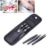 Black Stainless Steel Tweezer Set Flat Tip Point Tip Slant Tip Eyebrow Facial Hair Removal