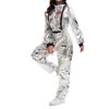Adult Astronaut Costume Full Body Jumpsuit Space Theme Uniform with Patches and Zipper Closure for Parties Events