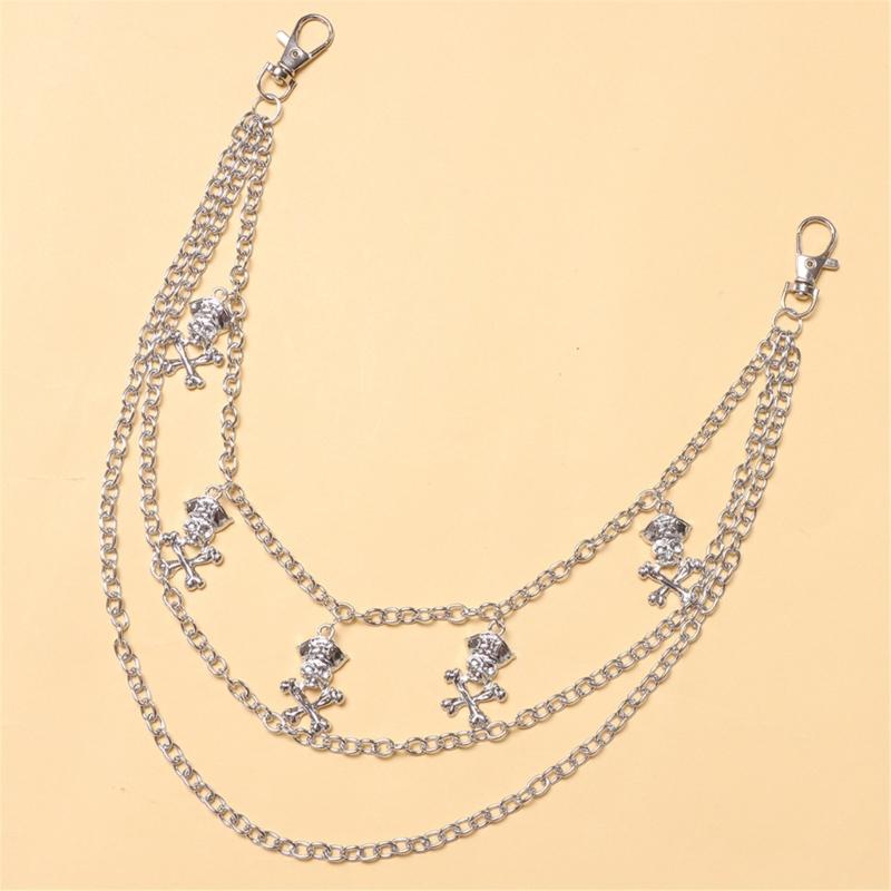 Punk Style Skull Jeans Chain Skull Charm Edgy Gothic Metal Waist Accessory For Women Girls