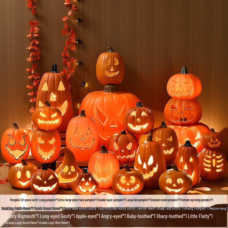 Halloween Light-Up Hollow Pumpkin Lantern for Outdoor Decor