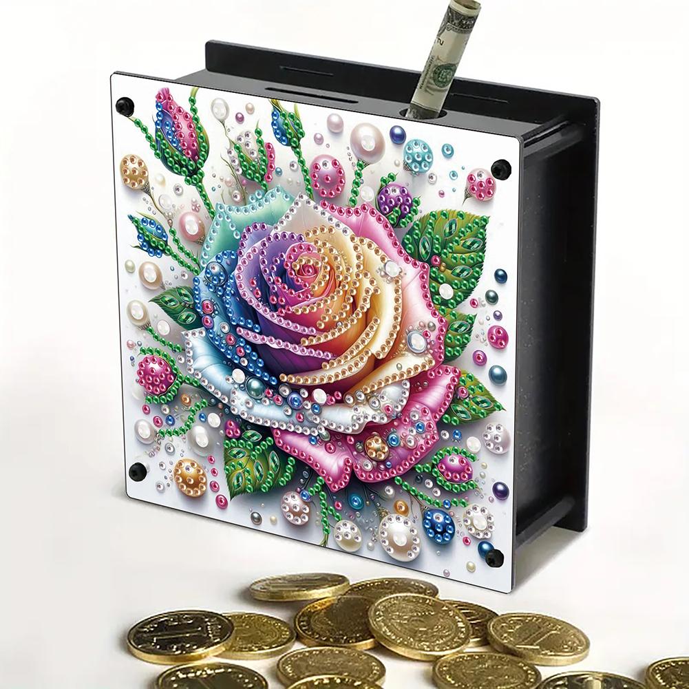 Rose DIY Money Storage Box Diamond Painting Art Piggy Bank for Beginners