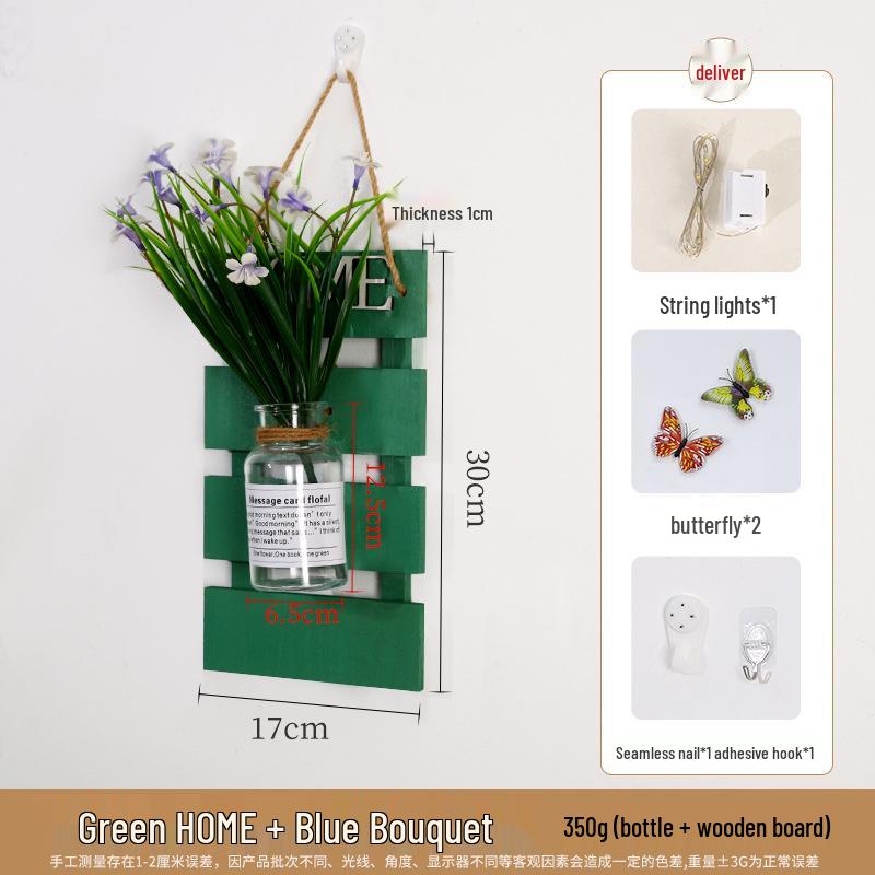 Handcrafted Wooden Wall-Mounted Hydroponic Glass Vase for Bedroom and Living Room Decor