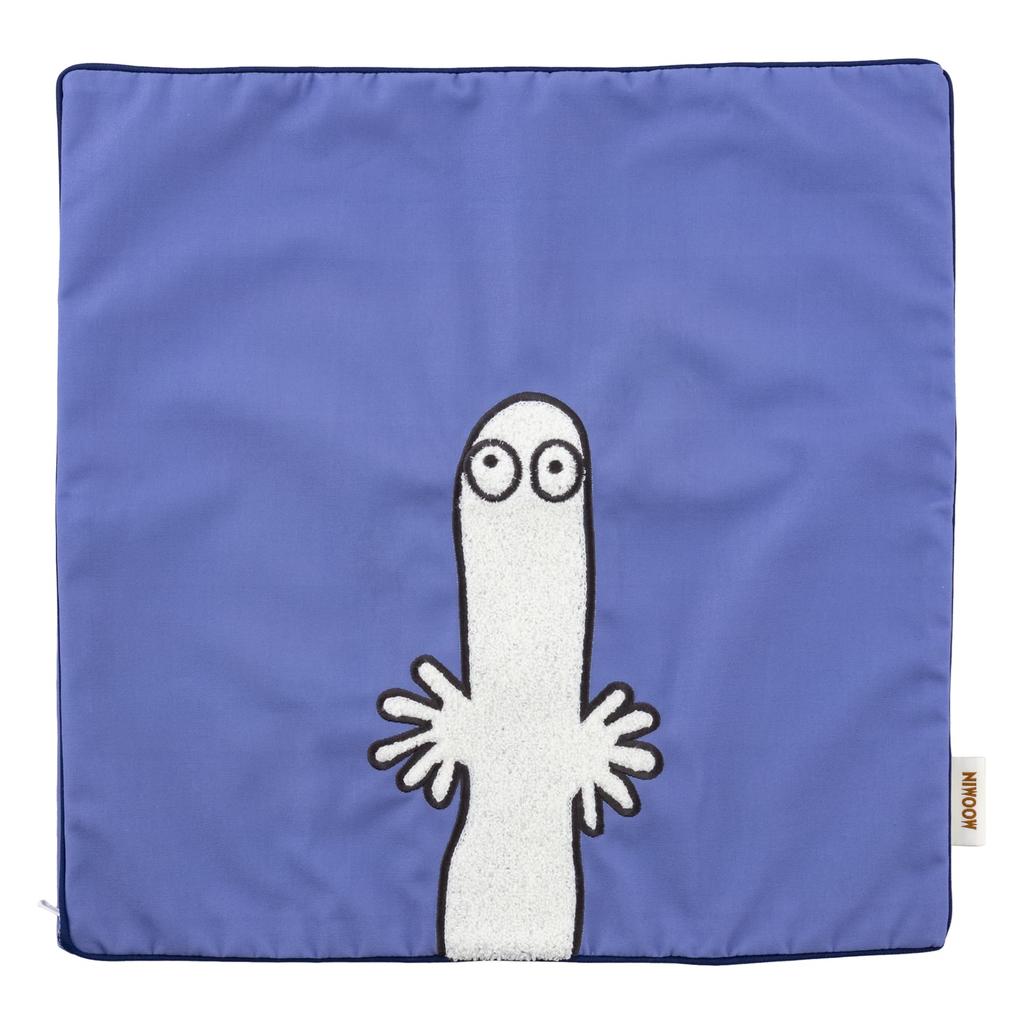 MORIPiLO Moomin & Hattifatteners Cushion Cover, Embroidered, 45x45cm, Navy, Cute Interior Decor, Scandinavian Style, Stylish Gift, Makura no Morishita