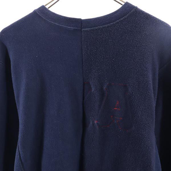 Long sleeve Remake fleece switching trainer Navy sweat Men's Used