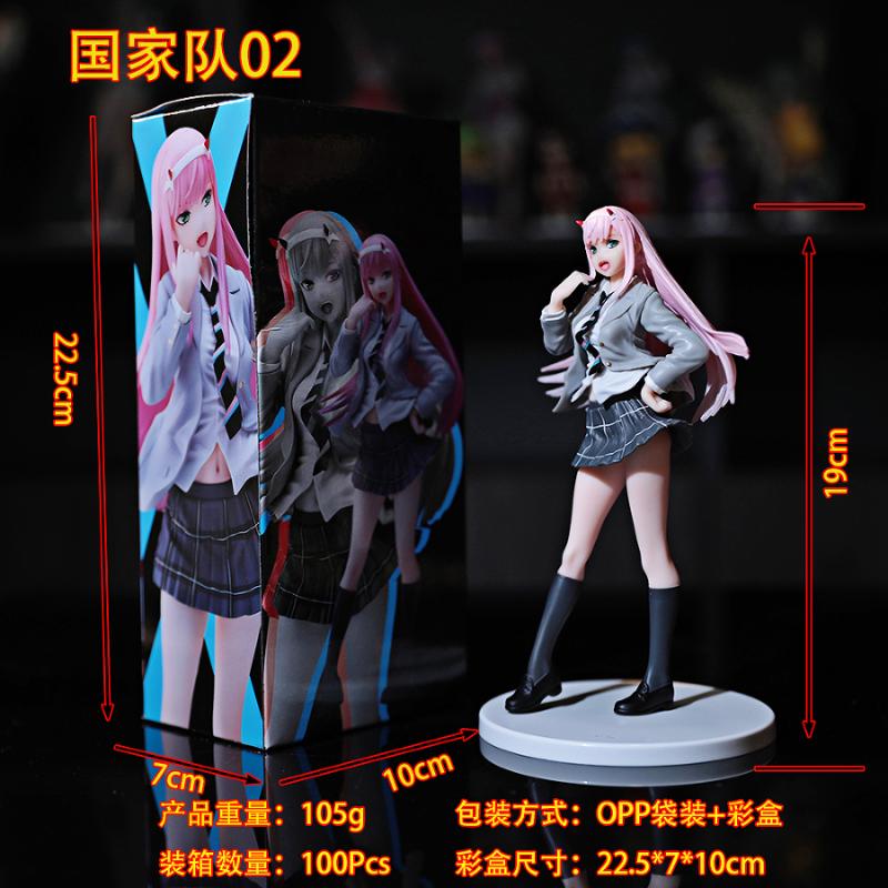 23CM Zero Two Figure Anime DARLING In The FRANXX Driving Suit L Size Standing Posture Model Toy Gift Collection Ornaments PVC