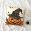 Halloween Linen Cushion Cover Trick or Treat Theme Pillowcase Pumpkin-Wizard Pillow Cover Halloween Party Decoration 2025