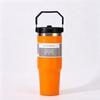 30oz Stainless Steel Travel Mug With Handle Straw Lid Vacuum Insulated Water Bottle Car Office Gym