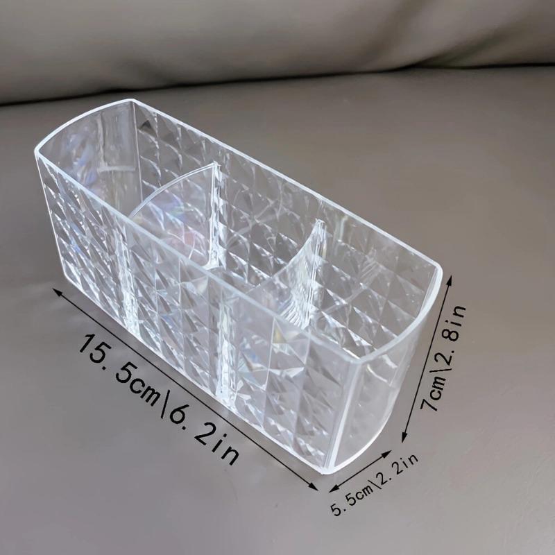 Clear Acrylic Makeup Brush Holder 3 Compartment Cosmetic Organizer 1PCS белый