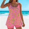 Women's Swimwear Tankini 2 Piece Swimsuit Mix and Match Printing  Plant Print Vacation Bathing Suits