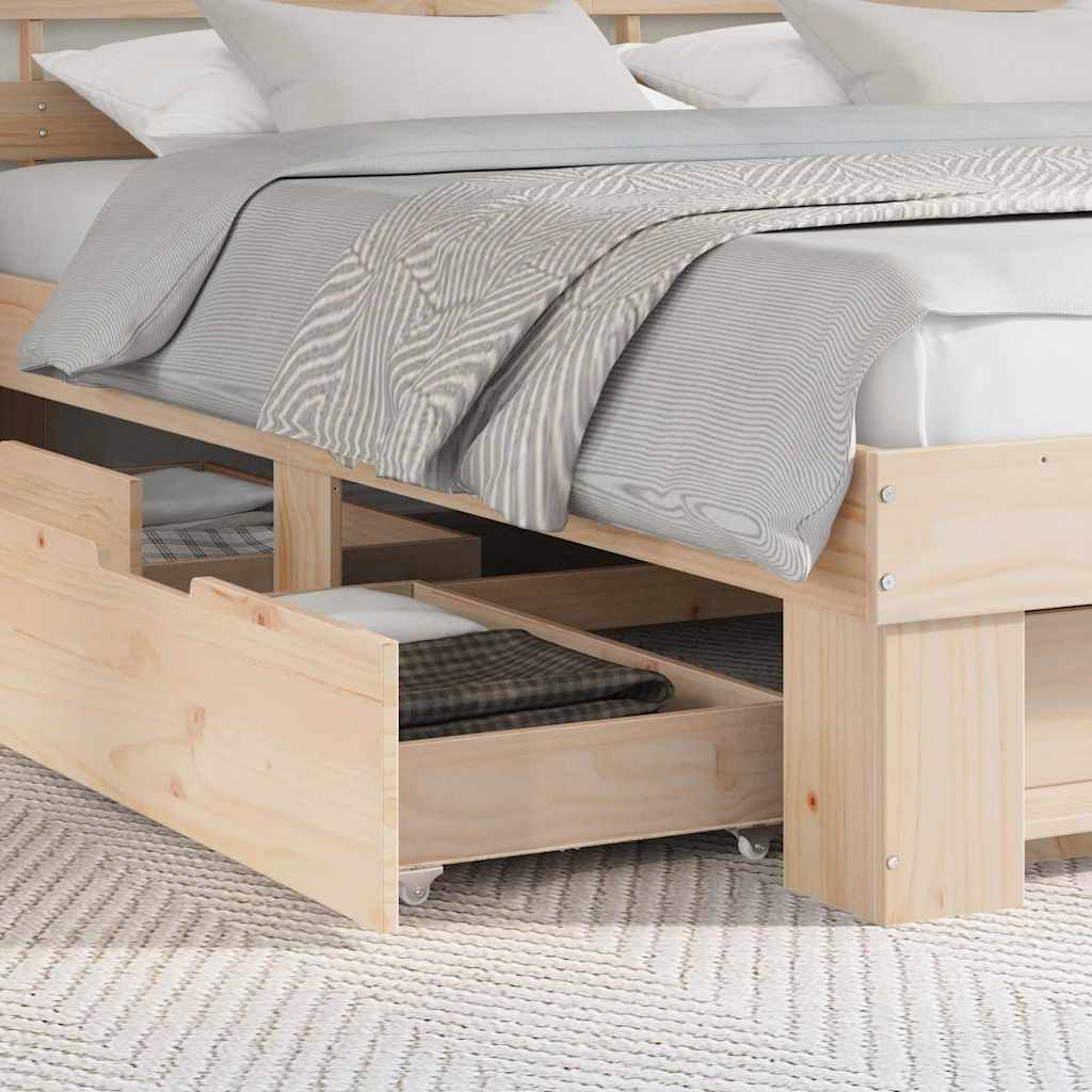 Bed Frame with Headboard Brown 180 x 200 cm Solid Pine Wood