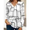 Fashion Women's V-Neck Long Sleeve 3D Casual Color Printing Casual Long Sleeve V-Neck T-Shirt