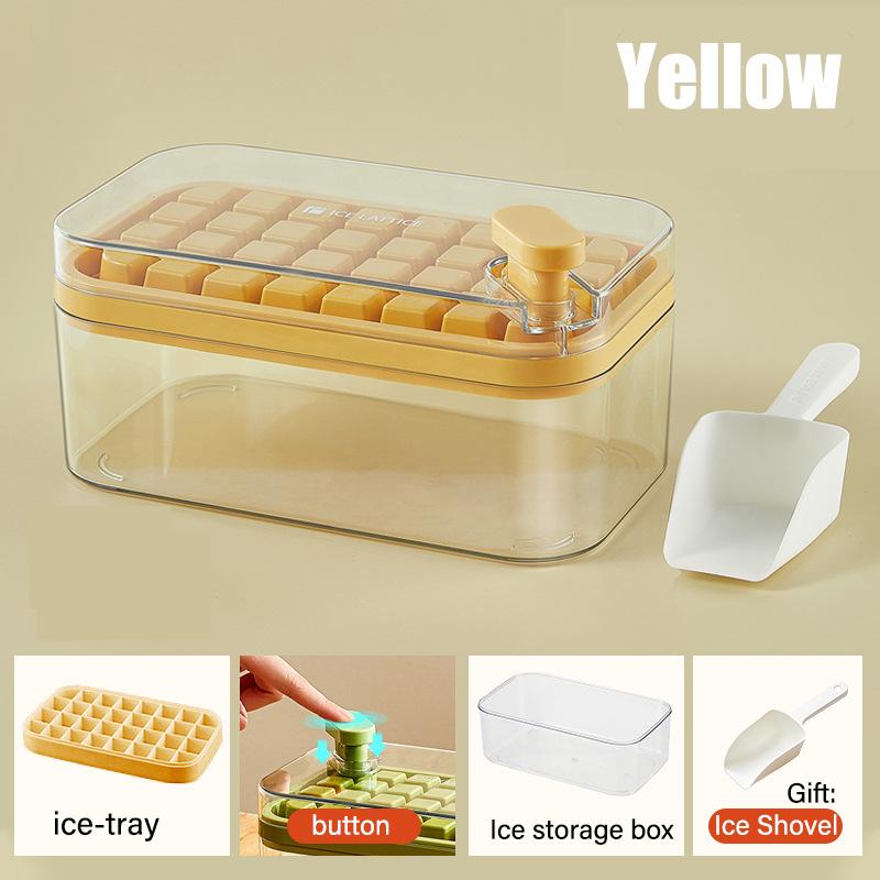 32 Grid Silicone Ice Cube Tray Mould With Ice Shovel Storage Box Remove With One Click Ice Maker DIY Whiskey Ice Storage Mold