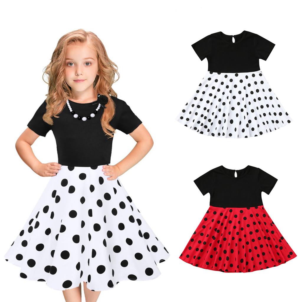 Toddler Vintage Kids Baby Girl/'s Polka Dot Princess Swing Rockabilly Party Dress