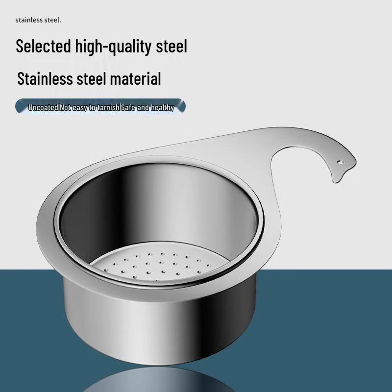 Stainless Steel Swan Drain Basket: Kitchen Sink Hanging Rack with Wet/Dry Separation & Garbage Filter Hooks