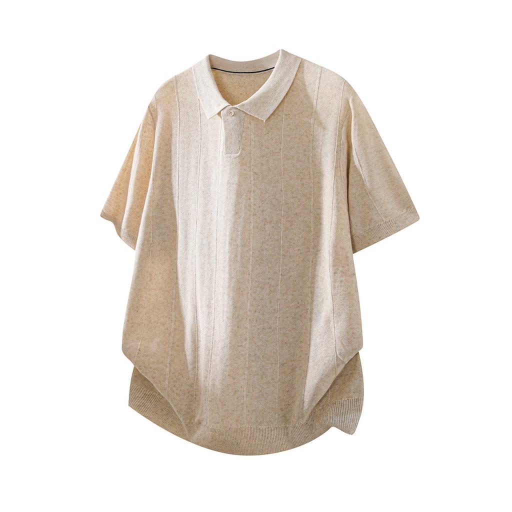 2026 Japanese Trendy Knit Men's Loose Short Sleeve Solid Color Summer Top