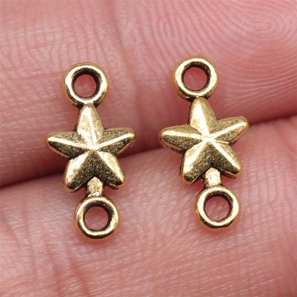 100Pcs/Bag Mini Five-Point Star Style Connector Handmade Charms Pendant DIY for Bracelet Necklace 15x7mm