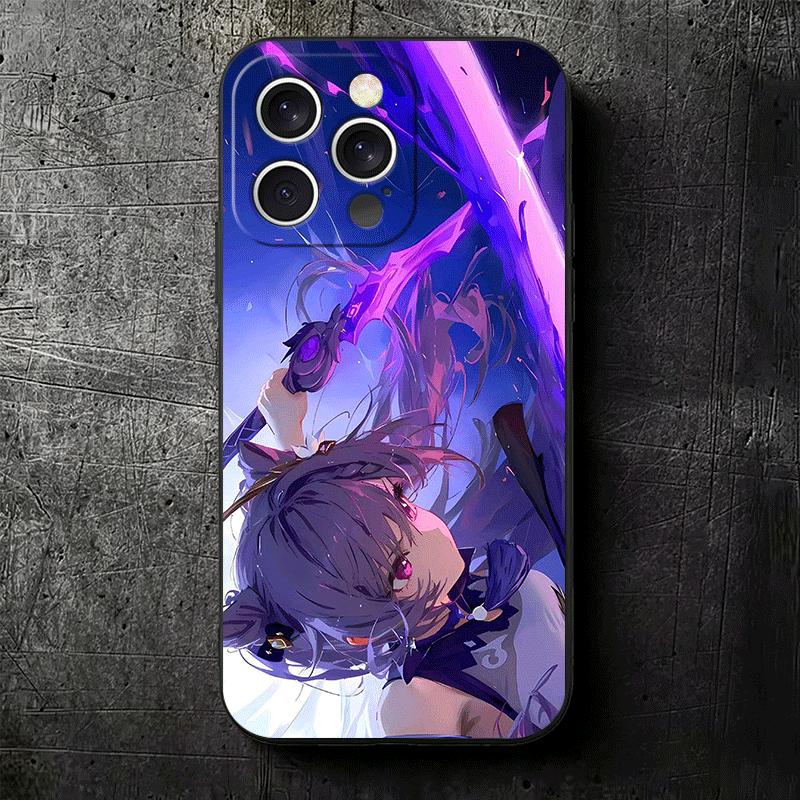 Genshin Impact Keqing Soft Phone Case for iPhone 16 16E 17 Air 15 Pro Max 14 Plus 13 Mini 11 12 7 Black Cover Back Shell