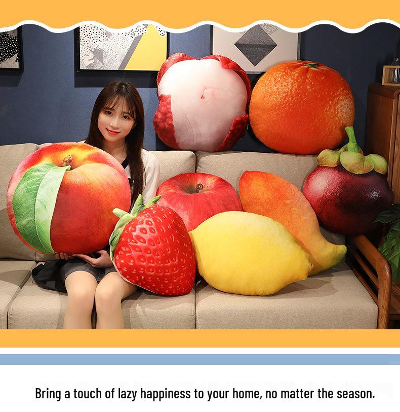3D Fruit Plush Toy Cushion - Creative Cute Lumbar Pillow for Office & Photo Studio Decor