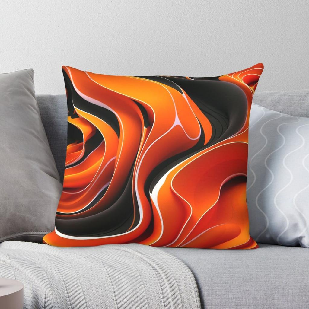 Orange Irregular Organic Lines Square Pillowcase Polyester Linen Velvet Pattern Zip Decor Pillow Case Sofa Seater Cushion Cover