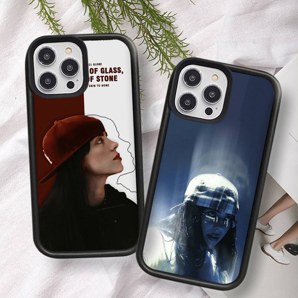 B-Billie E-Eilishes PC+TPU Shockproof Protective Phone Case For iPhone17 14 15 16 Pro max 13 12 11 17 Air