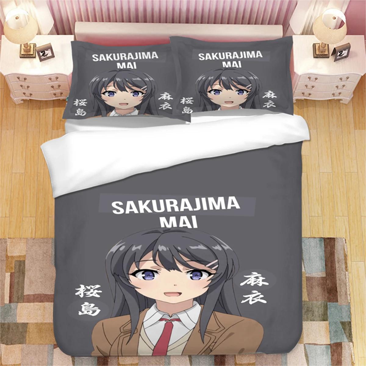 

Японский аниме Сакурадзима Май 3D печатный комплект постельного белья пододеяльники наволочки одеяло комплект постельного белья постельное белье 04 EU single(135x200cm)