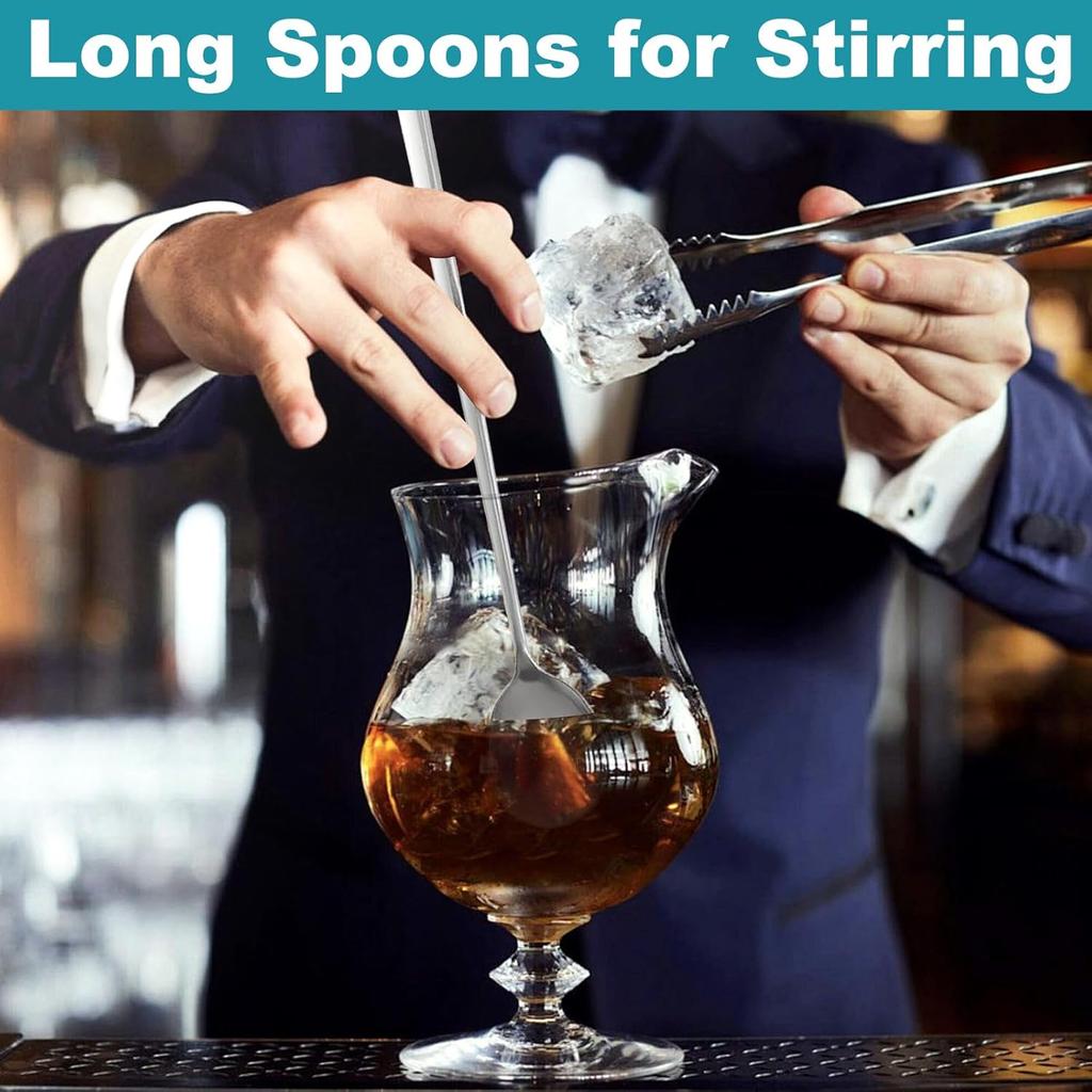 9.5-Inch Long Spoon, Ice Tea Spoons for Ice Cream, Coffee, Cocktail, Stainless Steel Long Spoons for Stirring, Long Handle Spoon, Set of 6