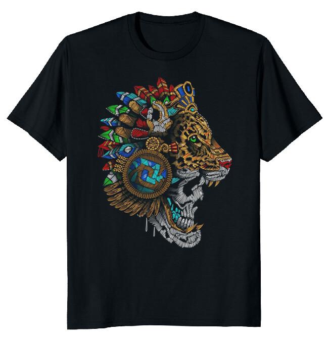 Jaguar warrior mexico aztec of stitch Classic T-Shirt Tee M-3XL S разноцветный
