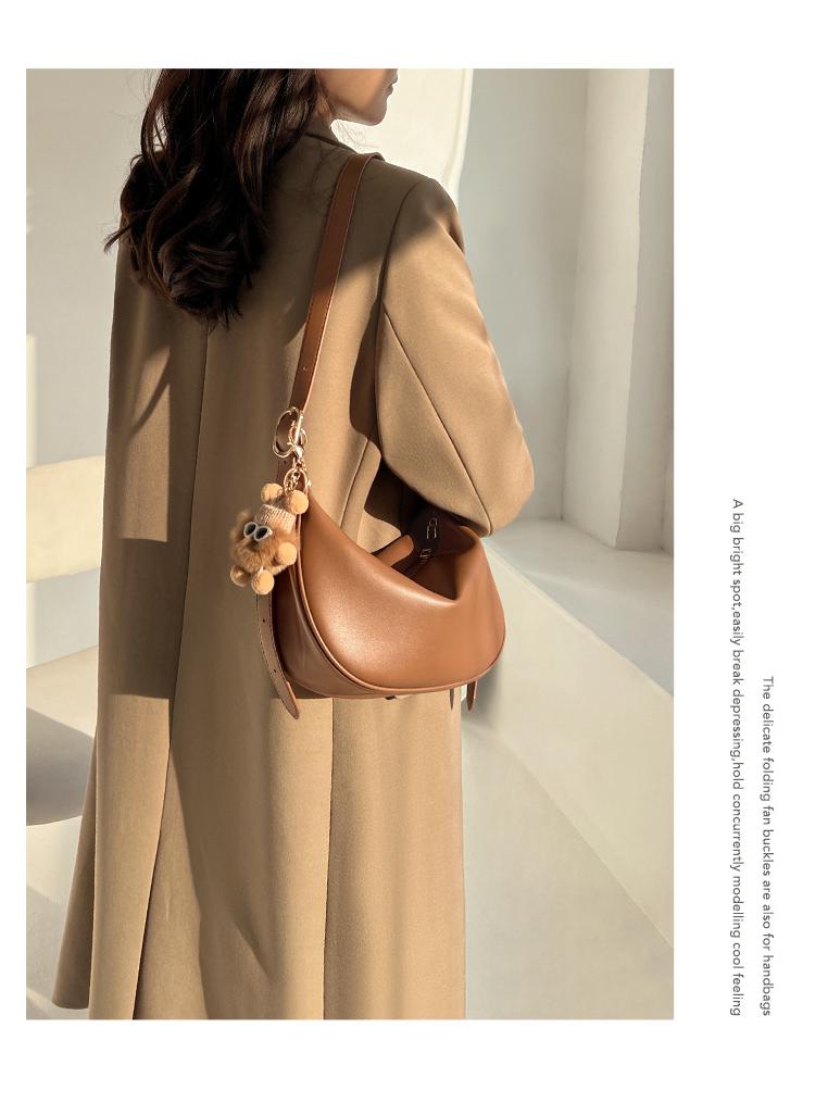 Women's Maillard Style Cowhide Dumpling Crossbody Bag - Trendy Spring/Summer 2025 Shoulder Bag