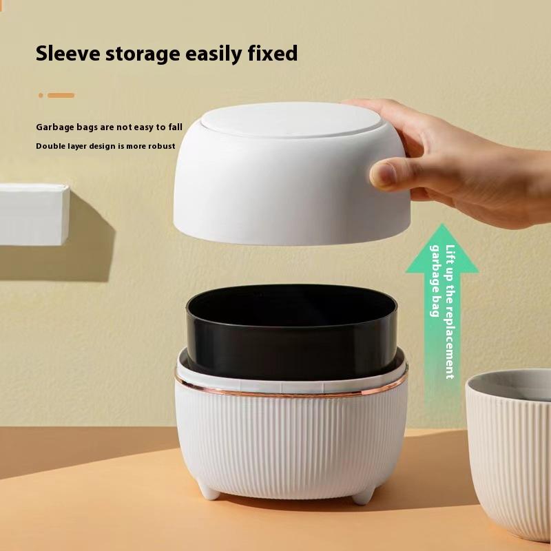 Desktop Trash Can Creative Paper Basket Mini Desk Light Luxury Pop-up Lid Storage Bucket Coffee Table Debris Storage Bucket