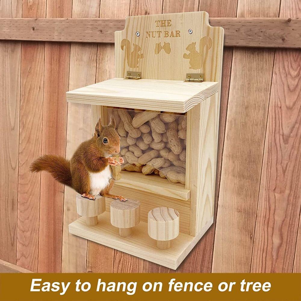 Hanging Squirrel Feeder Wooden Pet Food Dispenser Bird Raising Tool Bird Feeder  Outdoor