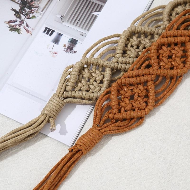 Women Decorative Wax Rope Belt Bohemian Fringed Belt Girl Dress Accessories Ethnic Waiststrap Female Waist Ornament