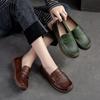 Johnature Scarpe basse da donna in vera pelle retrò fatte a mano Mocassini casual con punta rotonda con suola morbida e poco profonda