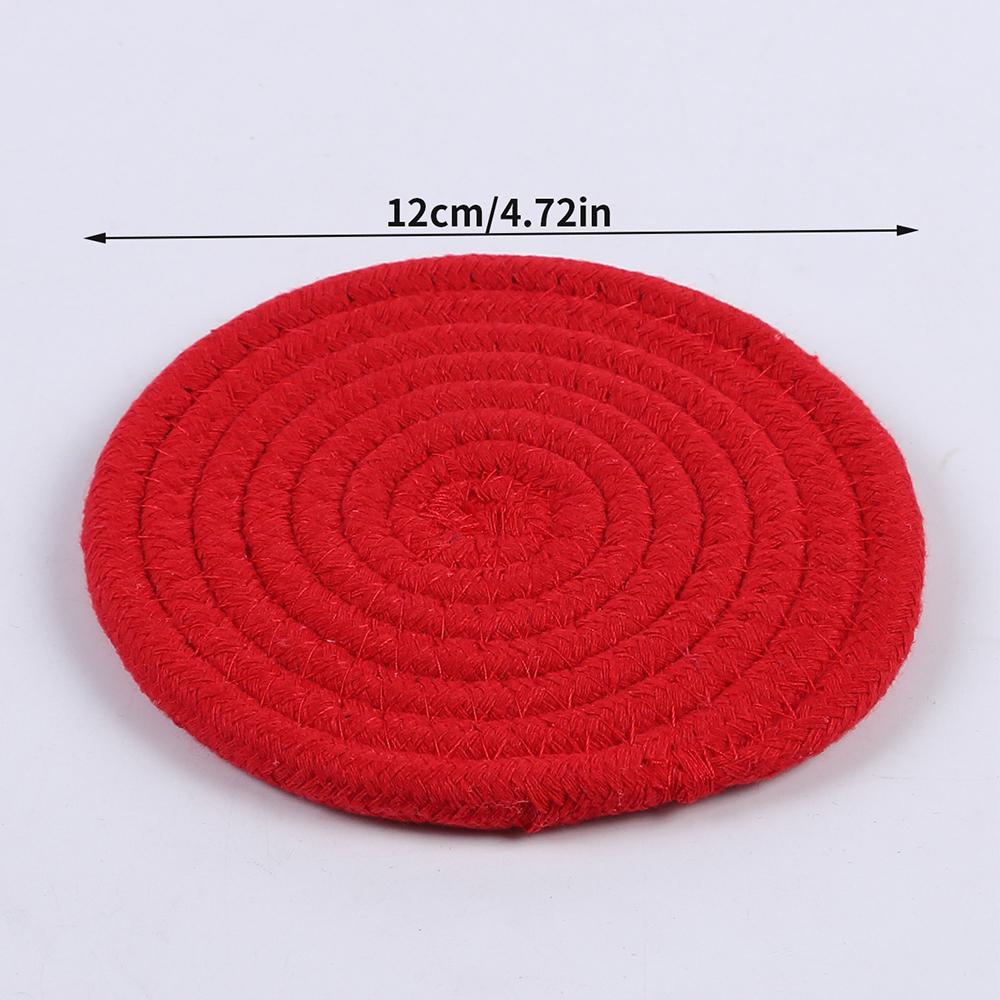 1PC Cotton Thread Cup Mat 12cm Round Coaster Knitting Table Mat Pot Holder Coffee Drink Tea Cup Woven Anti-Scalding Mat
