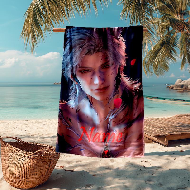 Custom Name Ultra-Soft Beach Towel with Love and Deepspace Theme,Ideal for Pool - Camping, Diving - Perfect Travel Essential, Vibrant Beach Towel.