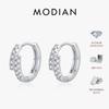 MODIAN D Moissanite Sade Küpeler 925 Gümüş Zarif Çift Sıra Halka Küpeler Kadınlar İçin İnce Mücevher Hediyeleri