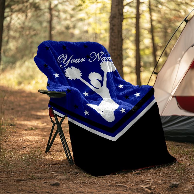 1PC Custom Name Cheerleader Banner Outdooor Flannel Blankets Patterns Throw Blanket All-Season Soft Gift for Couch, Bed, Camping Gifts