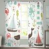 Whale Sailing Octopus Seahorse Lighthouse Chiffon Sheer Curtains for Living Room Bedroom Decor Window Voile Tulle Curtain Drapes