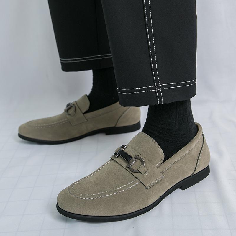 Anti-velvet leather Doudou shoes 2026 spring and autumn men pedal lazy leisure flow